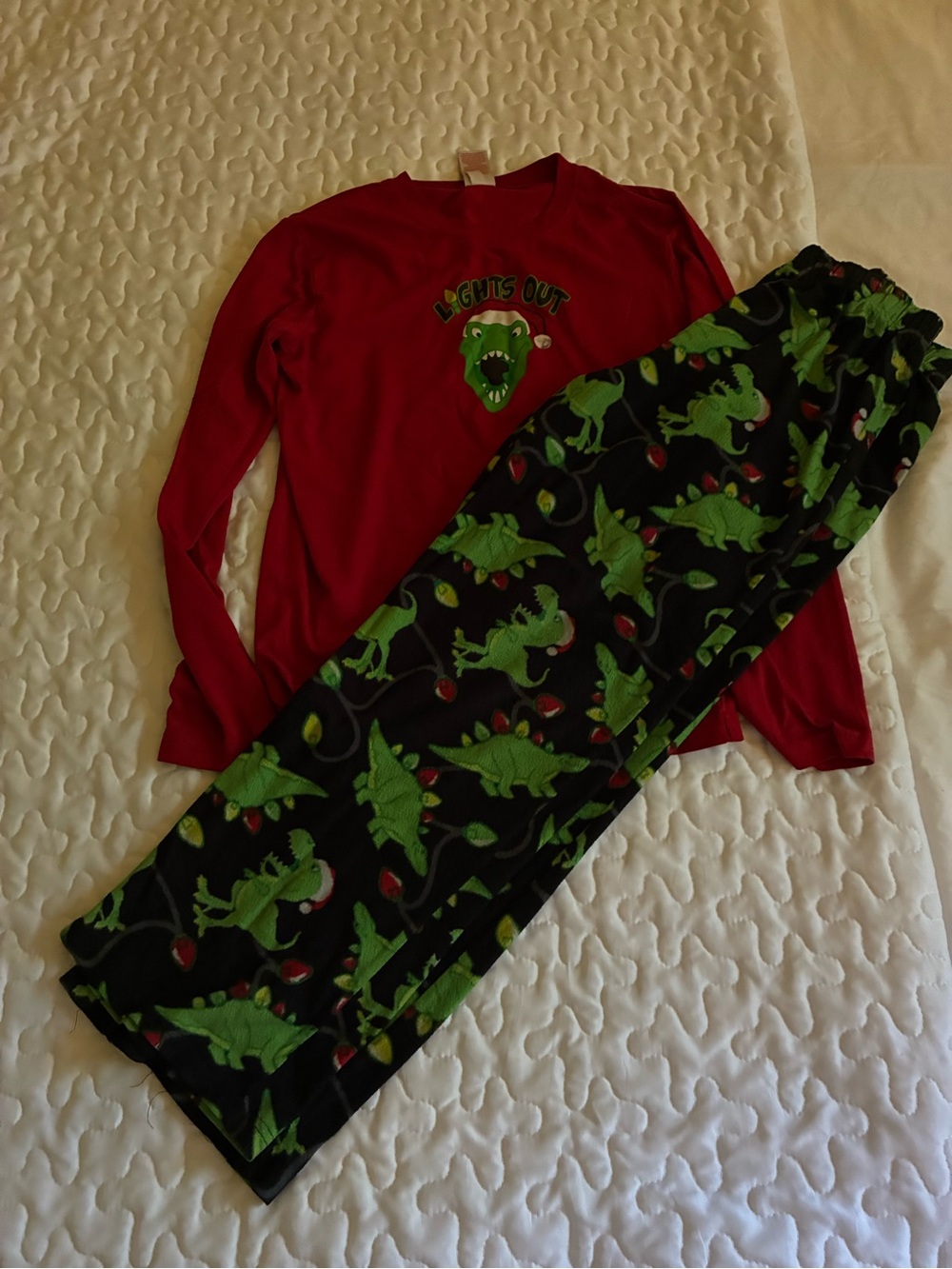 jcpenney Red Top with Black Dino-Print Pajama Pants